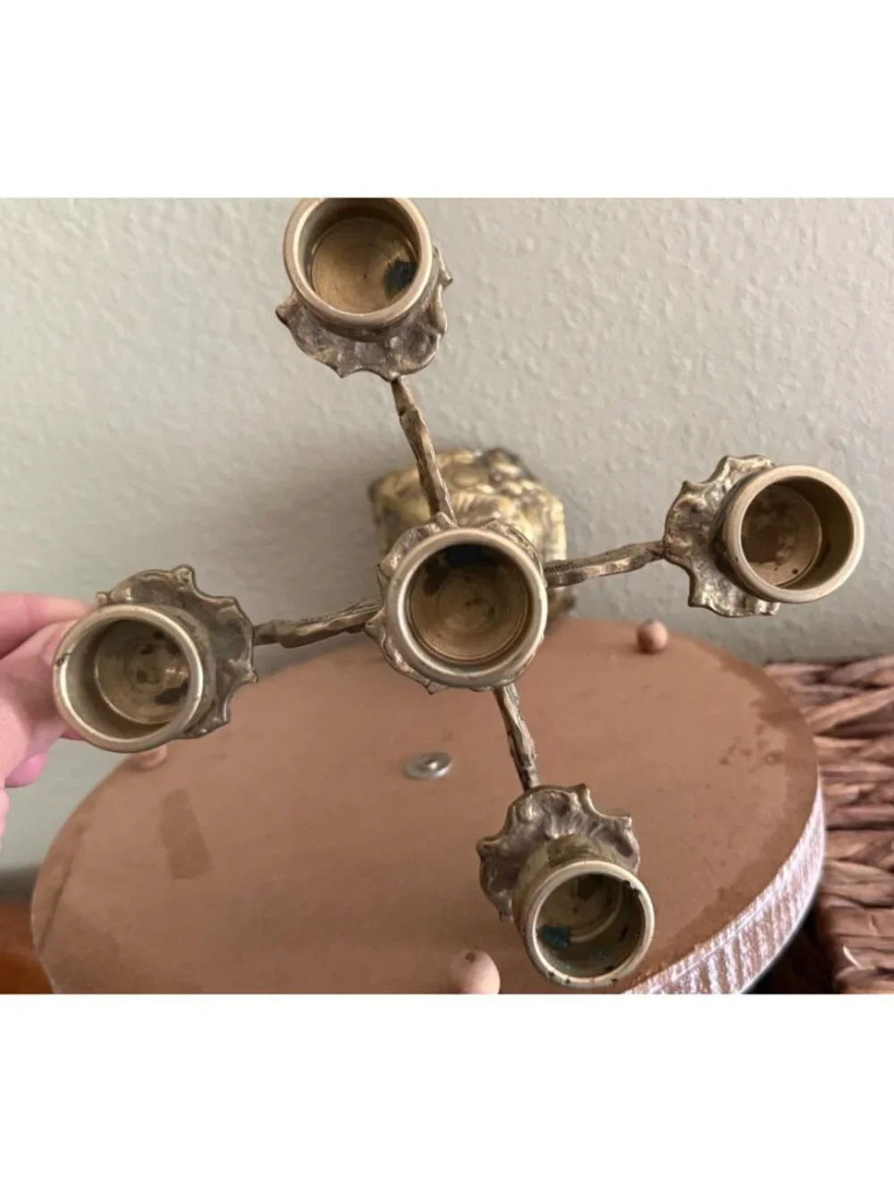 Vintage Solid Brass‎ Cast Rococo 5 Arms 12